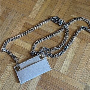 Silver Chain 47 Inches  For Crossbody & Card Insert  in Light Beige
